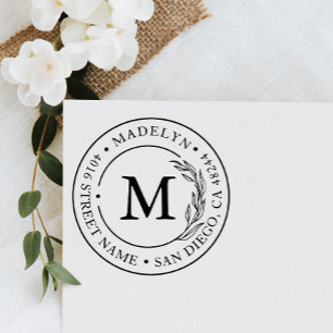 Sello De Caucho Dirección de retorno elegante Monograma Minimalist