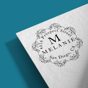 Sello De Caucho Dirección de retorno elegante Monograma Minimalist