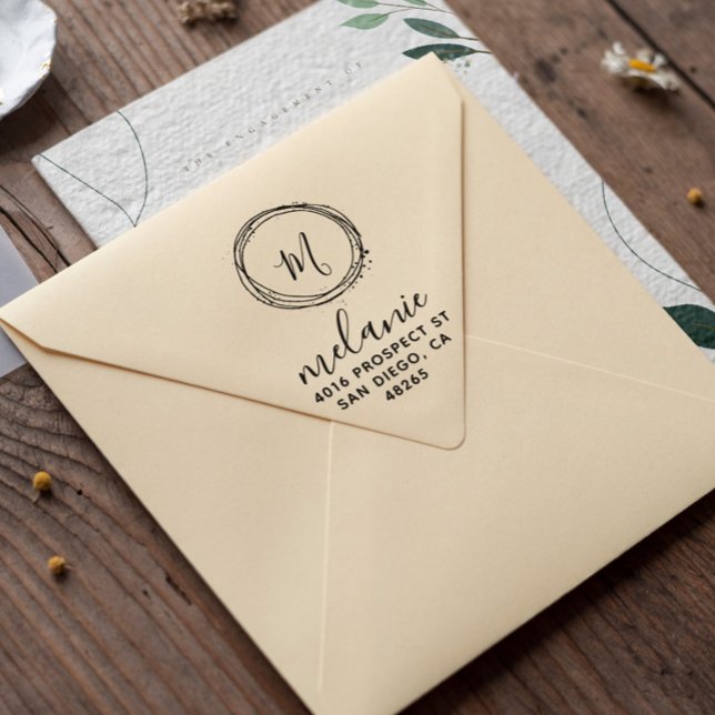 Sello De Caucho Dirección de retorno elegante Monograma Minimalist (Subido por el creador)