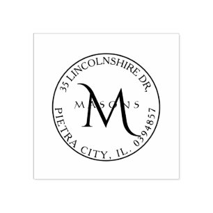 Sello De Caucho Dirección de retorno Familia Cinzel Monograma