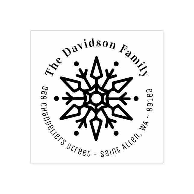 Sello De Caucho Dirección de retorno moderno de Snowflake para nav (Impresión)