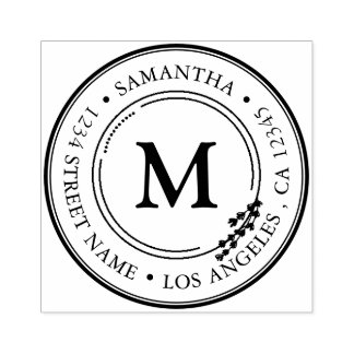 Sello De Caucho Dirección de retorno Monograma elegante Autoentrad