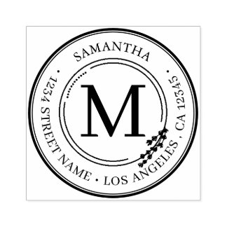 Sello De Caucho Dirección de retorno Monograma elegante Autoentrad
