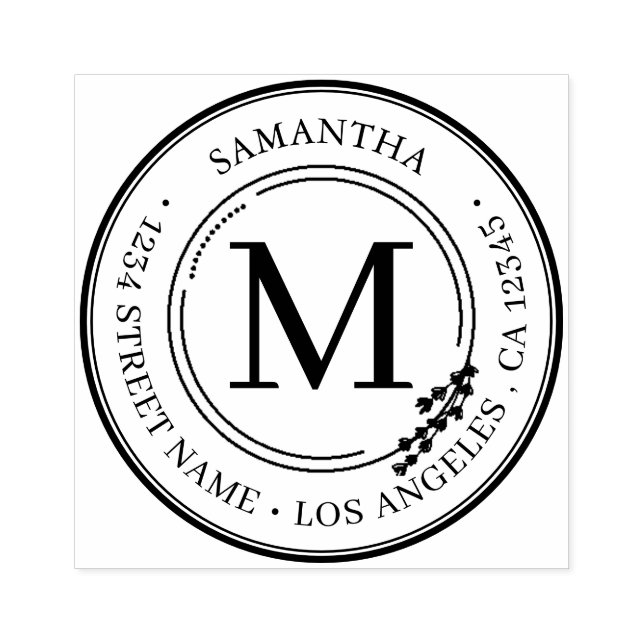 Sello De Caucho Dirección de retorno Monograma elegante Autoentrad (Impresión)