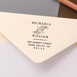 Sello De Caucho Dirección de retorno redondo elegante de madera