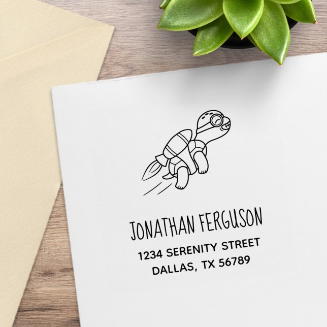 Sello De Caucho Dirección de tortuga de jetpack de dibujos animado (Subido por el creador)