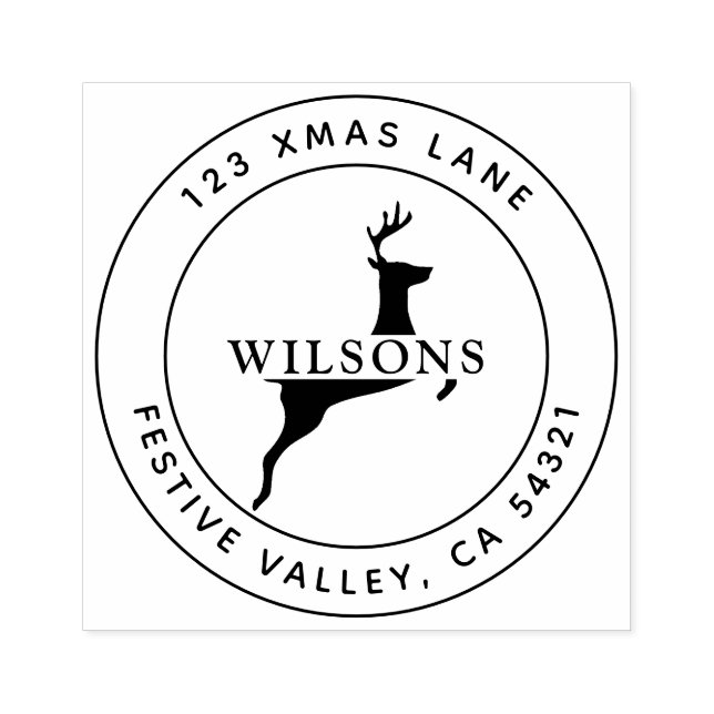 Sello De Caucho Dirección de vacaciones de renos para navidades (Impresión)