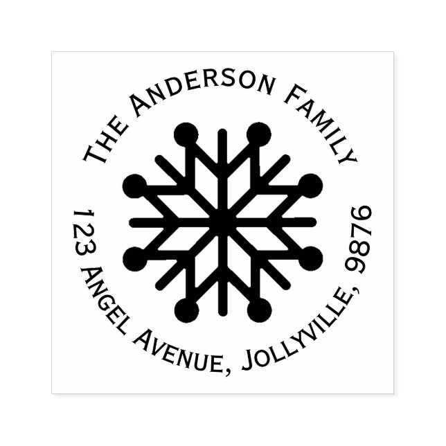 Sello De Caucho Dirección del copo de nieve del feriado personaliz (Impresión)