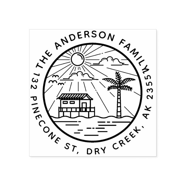 Sello De Caucho Dirección del nombre de la familia de redondeo del (Impresión)