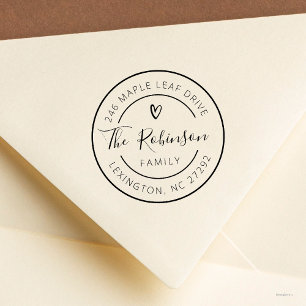 Sello De Caucho Dirección familiar personalizada Ronda Corazón Peq