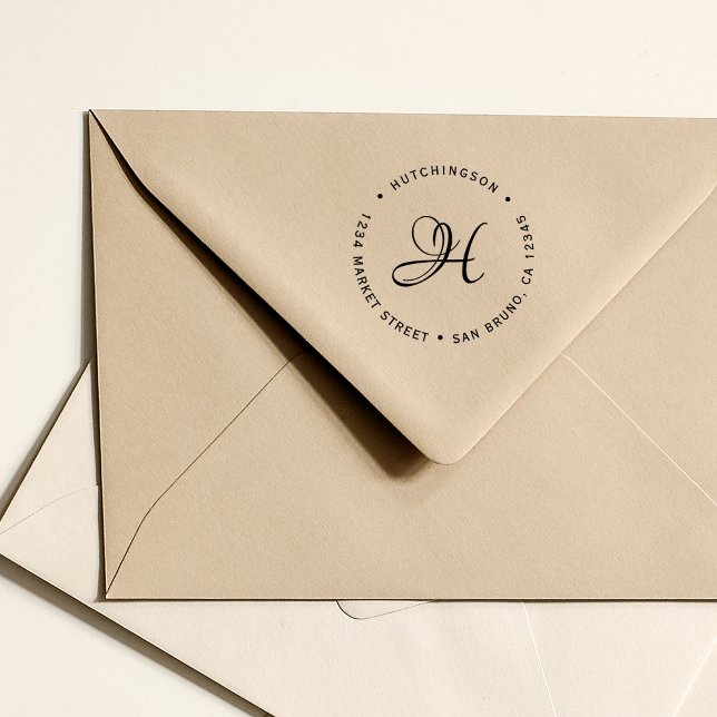 Sello De Caucho Dirección inicial de retorno de script de monogram (Subido por el creador)