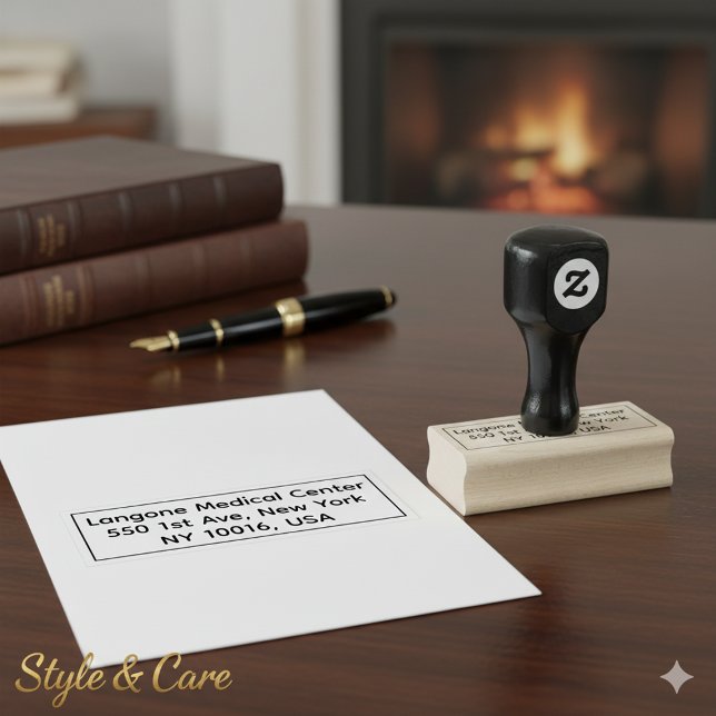 Sello De Caucho Dirección Personalizada Clásica de Madera (Classic Personalized Address Wooden Rubber Stamp)