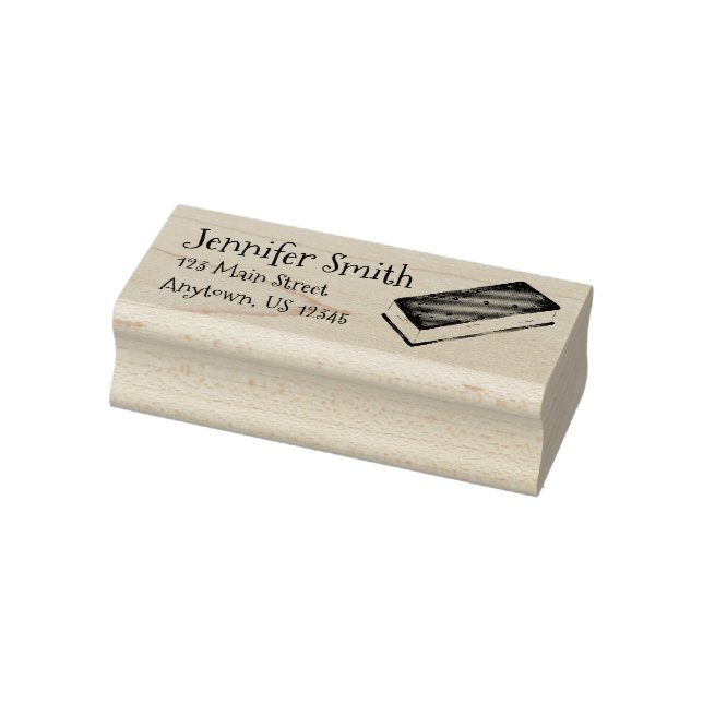 Sello De Caucho Dirección personalizada de Ice Cream Sandwich Food (Sello)