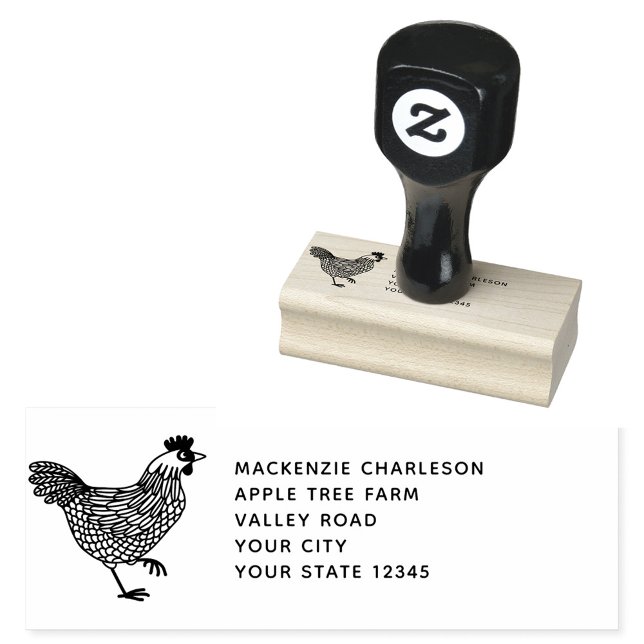 Sello De Caucho Dirección personalizada de pollo Hen (Chicken hen poultry egg farm personalized rubber stamp)
