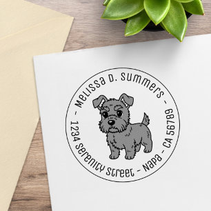 Sello De Caucho Dirección redonda de perro terrier escocés lindo