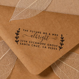 Sello De Caucho Dirección Rustic Wreath & Script "Future Mr & Mrs.