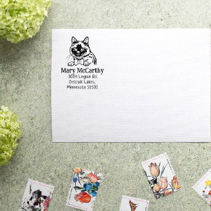 Sello De Caucho Dirección siamesa de devolución de gatos