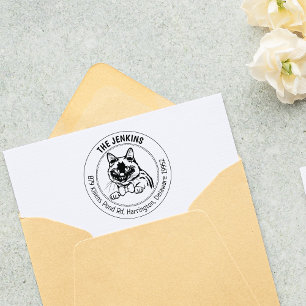 Sello De Caucho Dirección siamesa de devolución de gatos