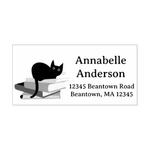 Sello De Caucho Direcciones de gatos y libros Personalizadas