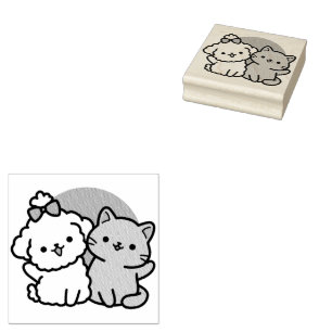 Sello De Caucho Diseño 'Cuatro amigos reales para siempre' de gato