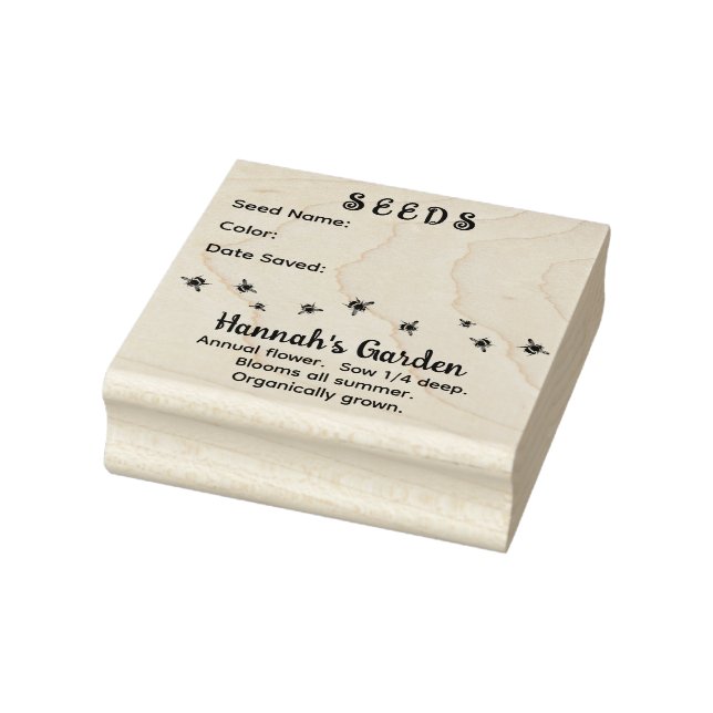 Sello De Caucho Diseño de abejas de semillas salvadas en el jardín (Sello)