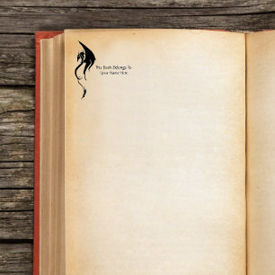 Sello De Caucho Diseño de ilustración tribal de dragón blanco negr