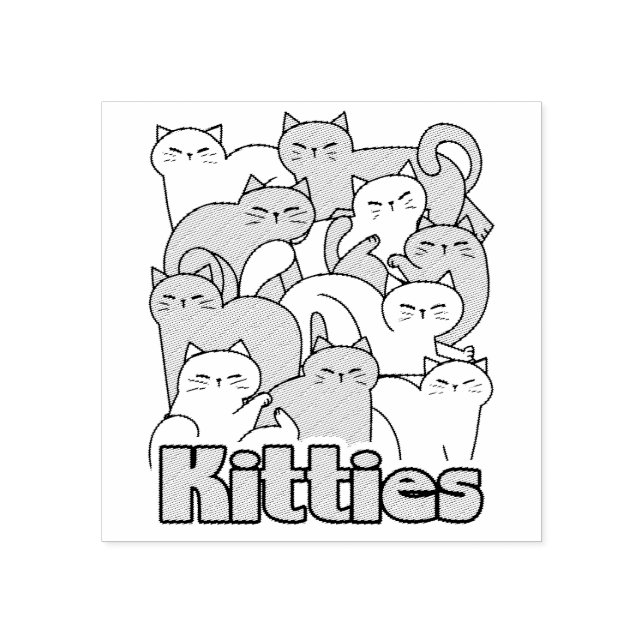 Sello De Caucho Diseño de Kitties Chubby - Arte gato adorable (Impresión)
