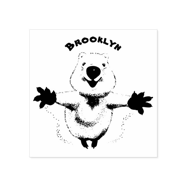 Sello De Caucho Diseño de personalizados de quokka saltando feliz (Impresión)