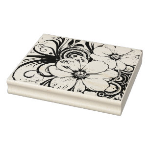 Sello De Caucho Diseño floral - fabricación de tarjetas