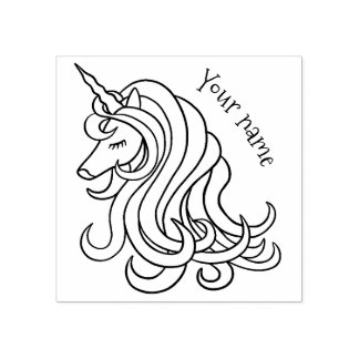 Sello De Caucho Diseño Girly unicorn con tu nombre