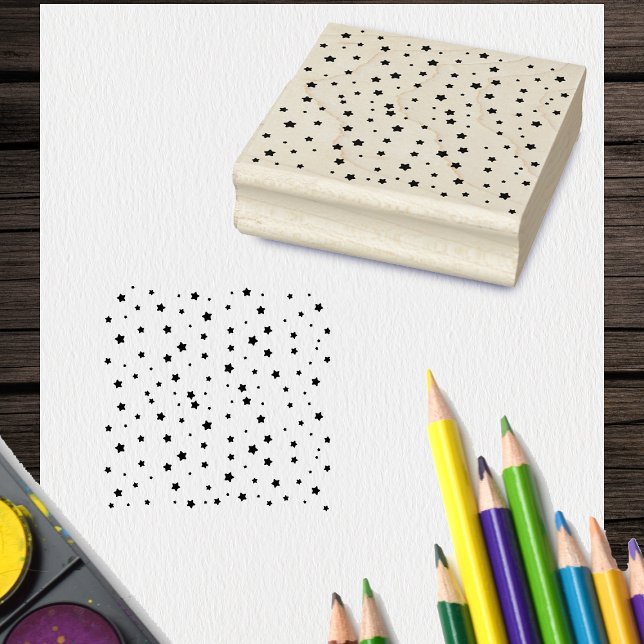 Sello De Caucho Dispersión de estrellas en varias dimensiones para (Scattering of lots of stars in various sizes for a celestial theme or Christmas on craft ink stamp.)