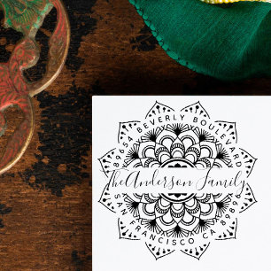 Sello De Caucho Diversión Mandala Nombre de la familia Dirección d