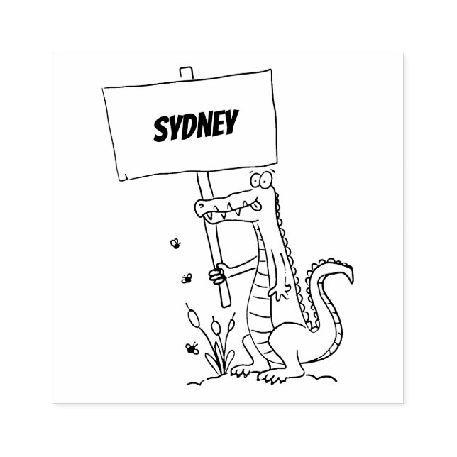 Sello De Caucho Divertido cocodrilo alineador con personalizado de (Impresión)