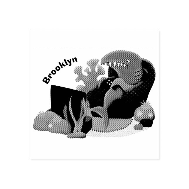 Sello De Caucho Divertido tiburón viendo al personalizado de telev (Impresión)