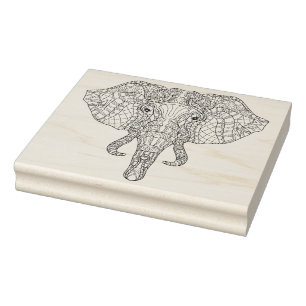 Sello De Caucho Doodle 2 de la cabeza del elefante