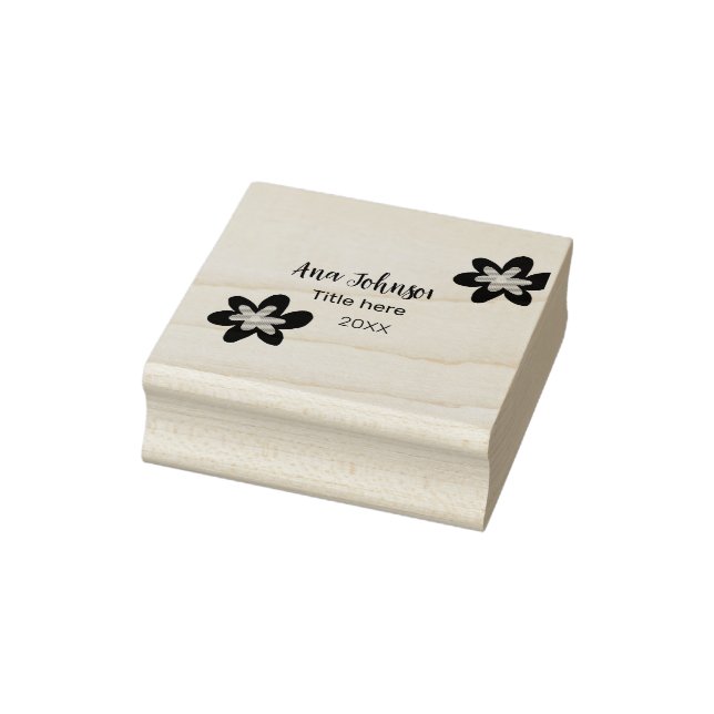 Sello De Caucho Doodle de flores azules titulo año 20XX profesión (Sello)