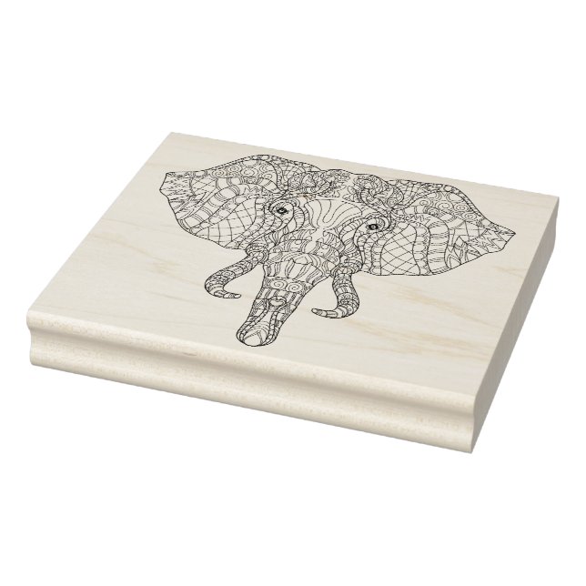 Sello De Caucho Doodle de la cabeza del elefante 2 (Sello)