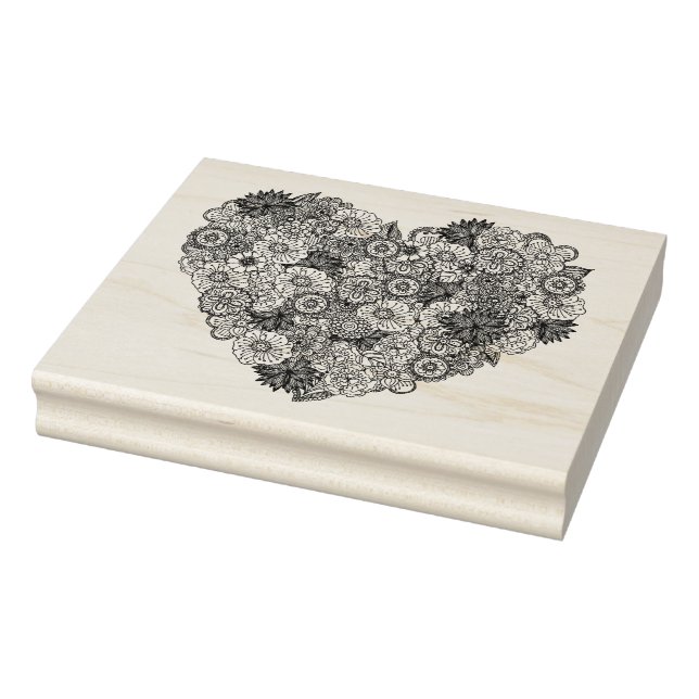 Sello De Caucho Doodle Floral Heart (Sello)
