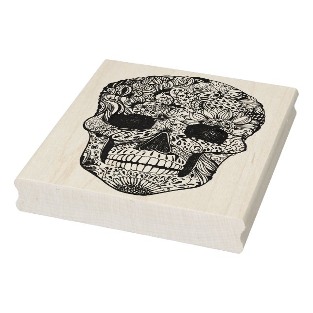 Sello De Caucho Doodle Floral Skull (Sello)