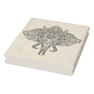 Sello De Caucho Doodle inspirado en la cabeza del elefante