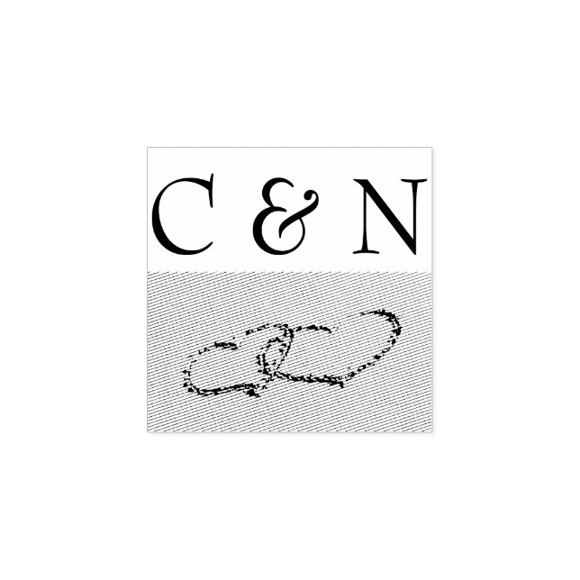 Sello De Caucho Dos Corazones En La Arena (Impresión)