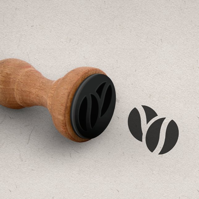 Sello De Caucho DOS FRAGMENTOS de café para tarjeta de fidelizació (Rubber stamp with pair of coffee beans image for cafeteria, coffee shop, restaurant loyalty cards)