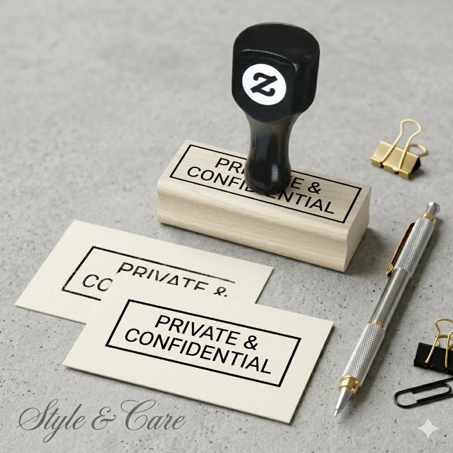 Sello De Caucho Dos líneas PERSONALIZADAS PRIVADAS Y CONFIDENCIALE (Two Line PRIVATE & CONFIDENTIAL Personalized Rubber Stamp)