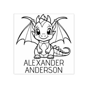 Sello De Caucho Dragón de bebé lindo personalizable