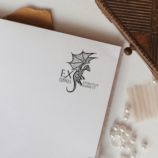 Sello De Caucho Dragón de fantasía, libro de ex libris de Personal (Subido por el creador)