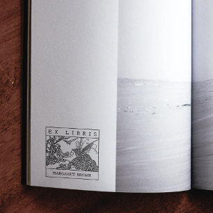 Sello De Caucho Dragón de fantasía, libro personalizado vintage Ex