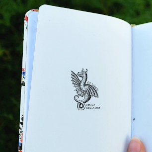 Sello De Caucho Dragón de fantasía vintage, Ex Libris de bibliotec