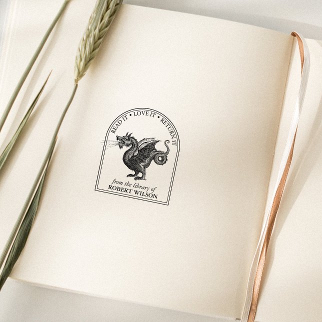 Sello De Caucho Dragón moderno de época Personalizado de la Biblio (Subido por el creador)