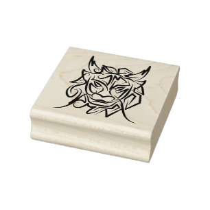 Sello De Caucho Dragón tribal blanco y negro