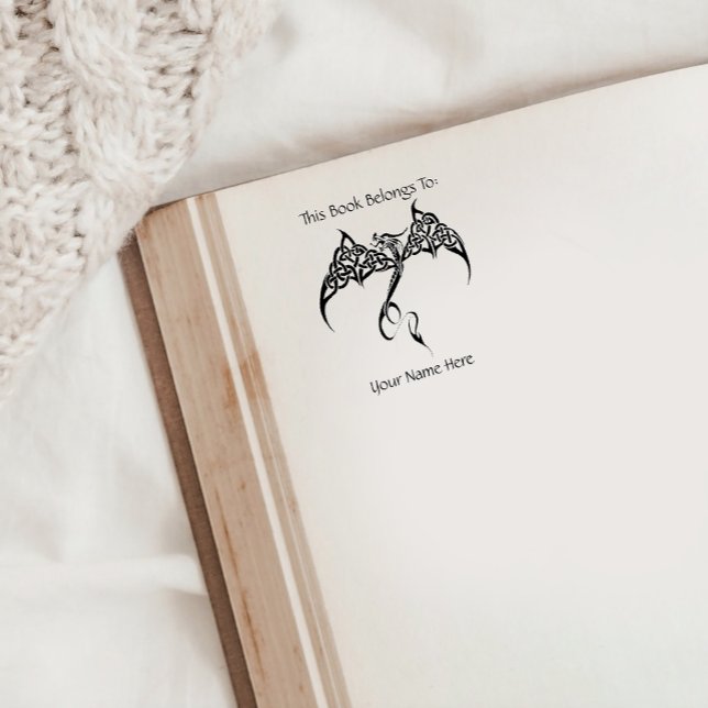 Sello De Caucho Dragón tribal celítico blanco negro (Subido por el creador)